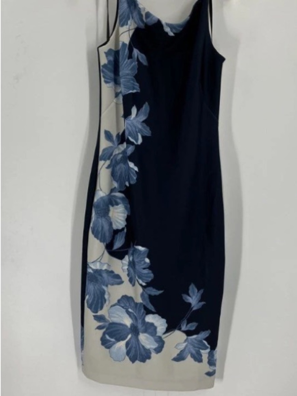 Navy Floral Slip Dress - Elegant Blue Floral Print